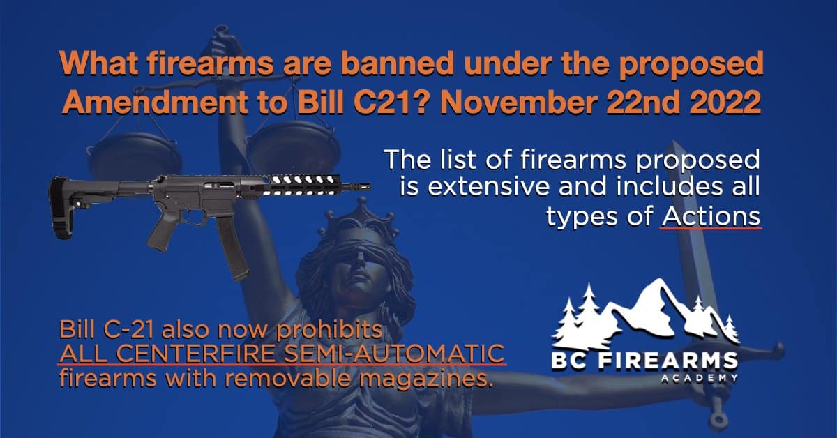 What firearms are bannd under the proposed Amendment to Bill C21