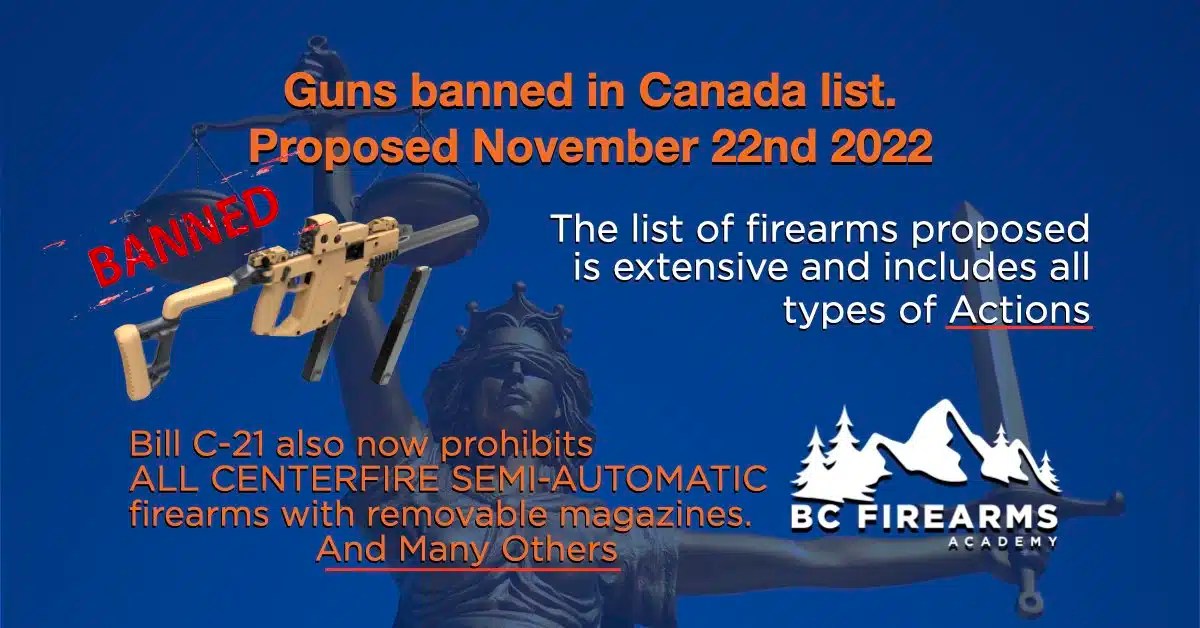 Guns banned in Canada list. Proposed November 22nd 2022