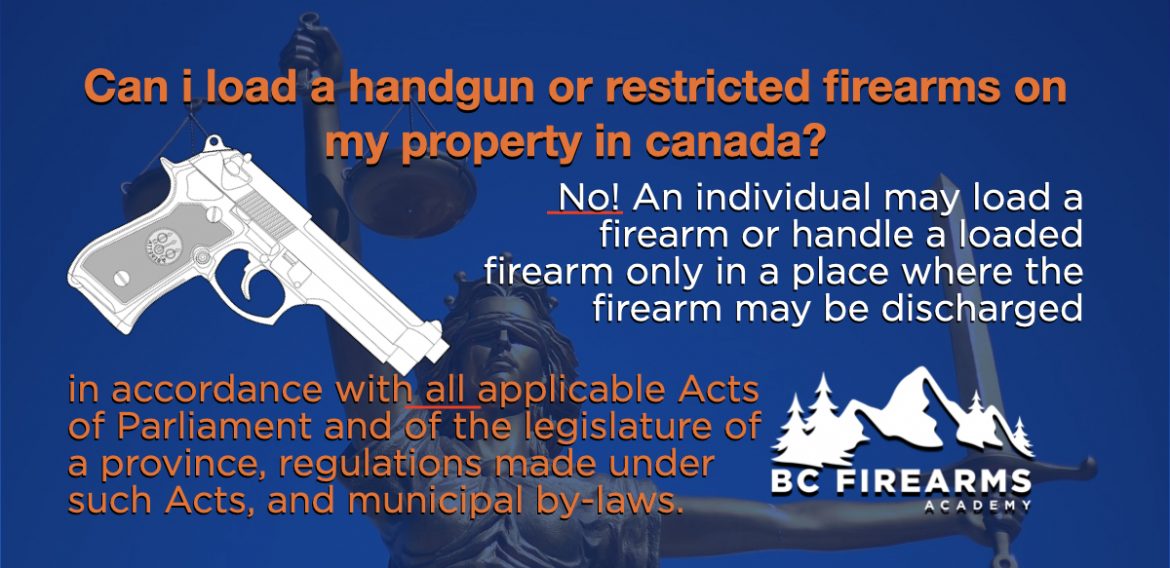 Can I load a handgun or restricted firearms on my property