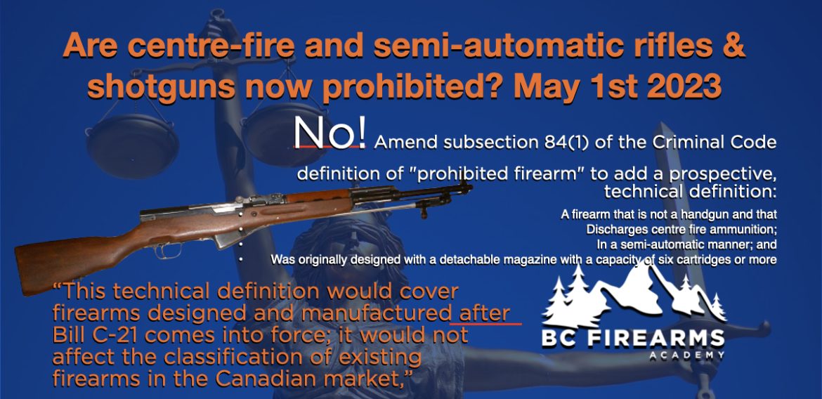 Are centerfire and semiautomatic rifles & shotguns now prohibited? May 1st 2023