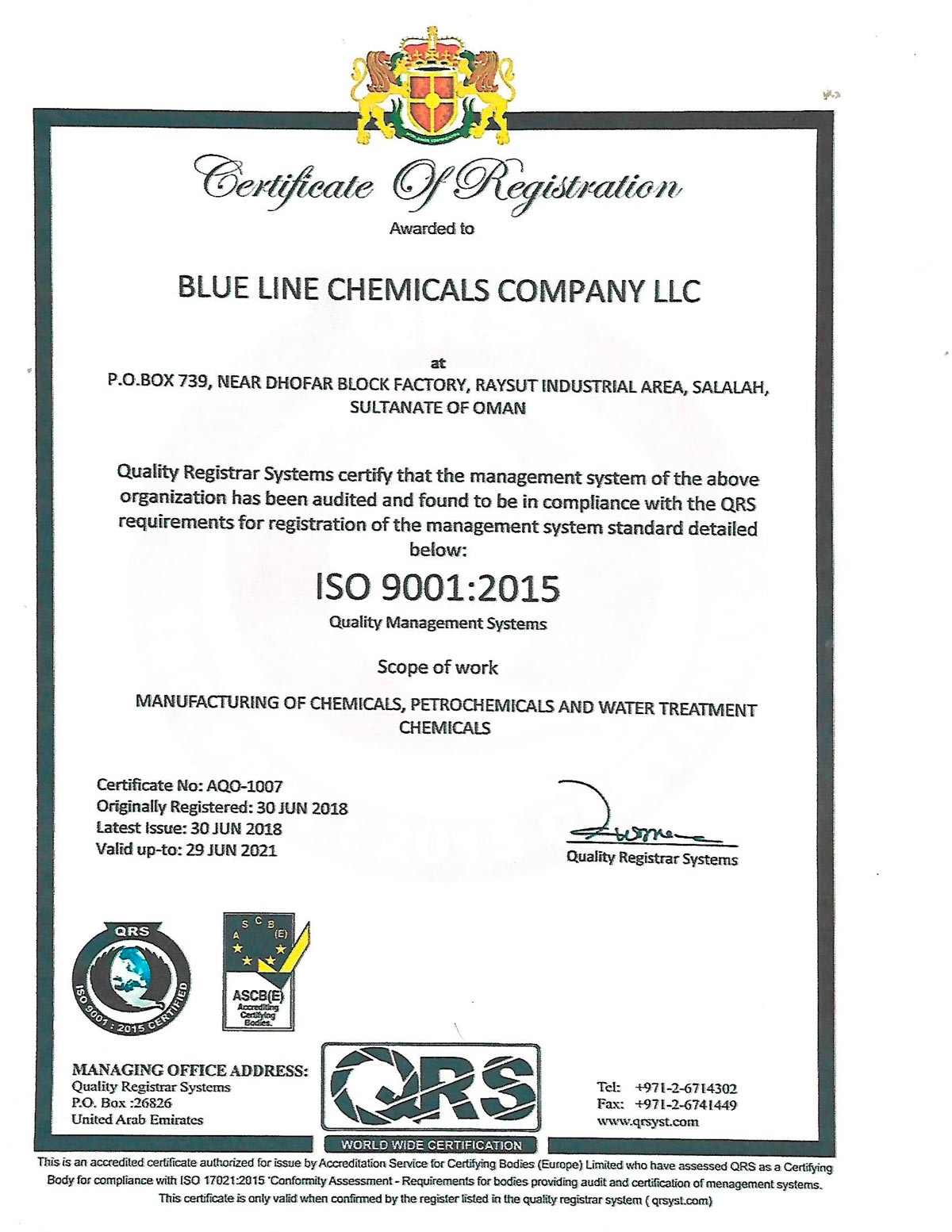 Awards & Achivement Blue Line Industries