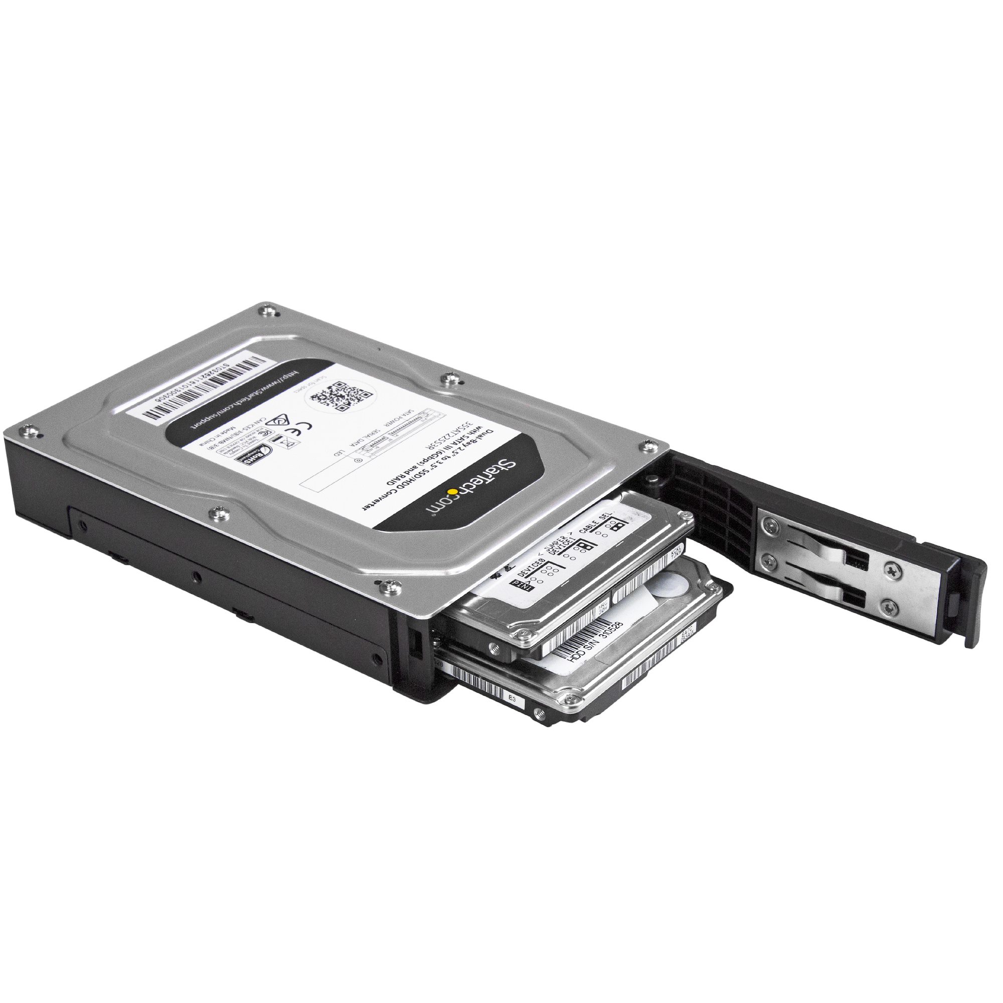 DualBay 2.5 to 3.5 SATA Hard Drive Adapter Enclosure with RAID BCI