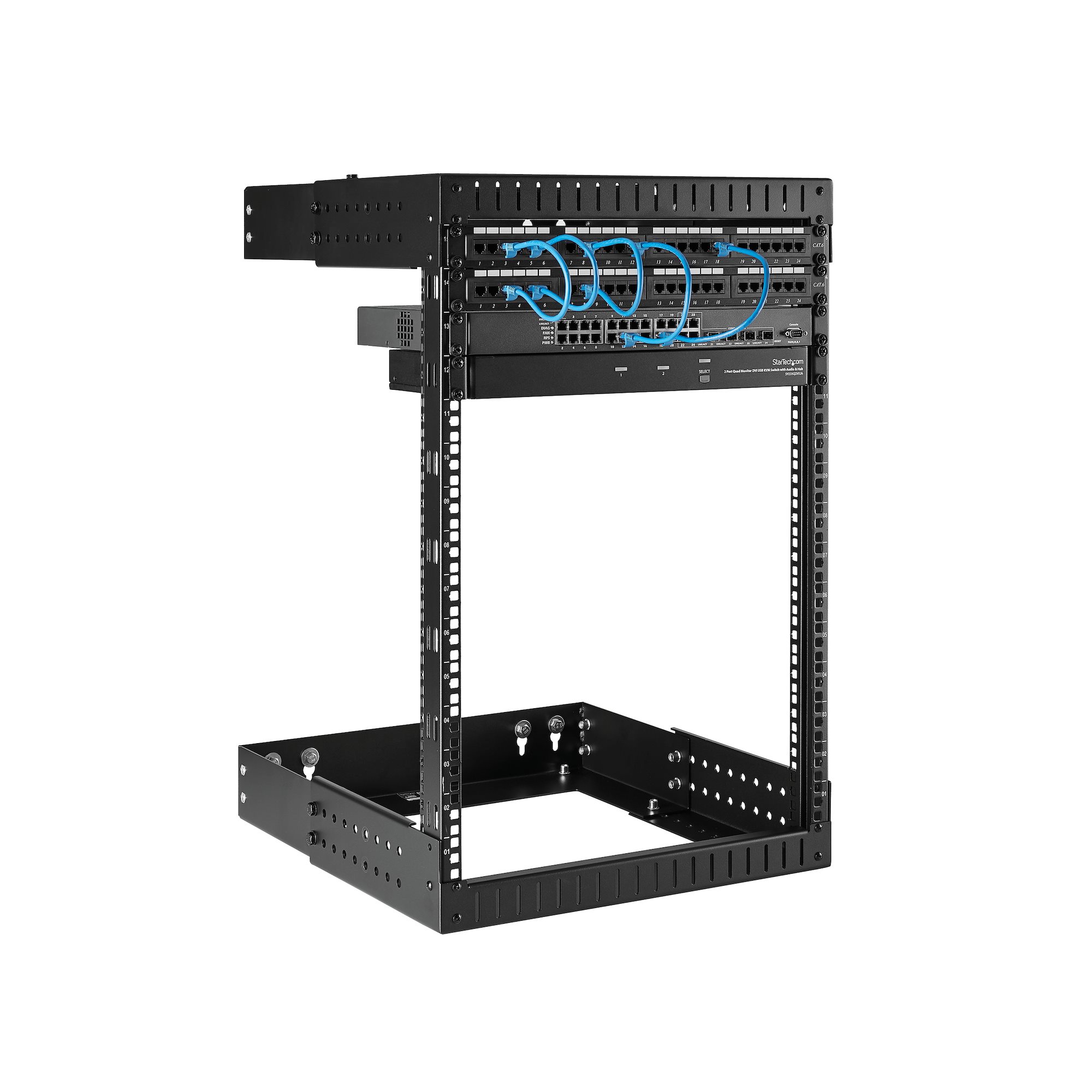 15U 19″ Wall Mount Network Rack Adjustable Depth 1220″ 2 Post Open