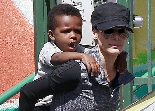 SANDRA BULLOCK AND SON HORSEBACK AFTER SCHOOL