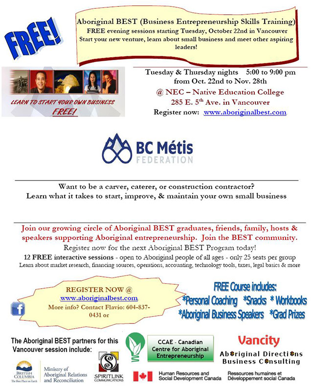 New Business Opportunity Aboriginal Best Program BC Métis Federation