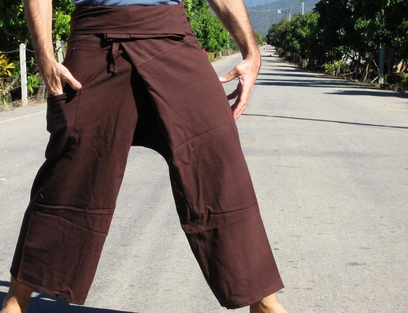 Thai Craft Warehouse Black Brown Heavy Cotton Thailand Fishermans Pants Thai
