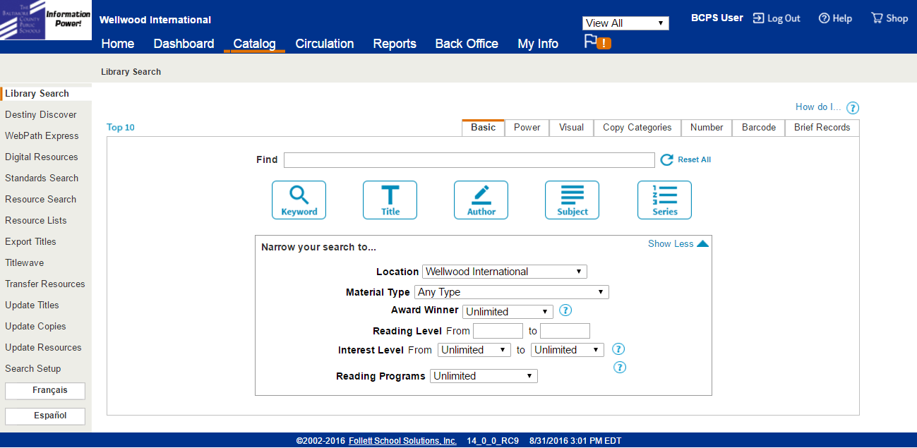 bcpsodl / Destiny Library Catalogs