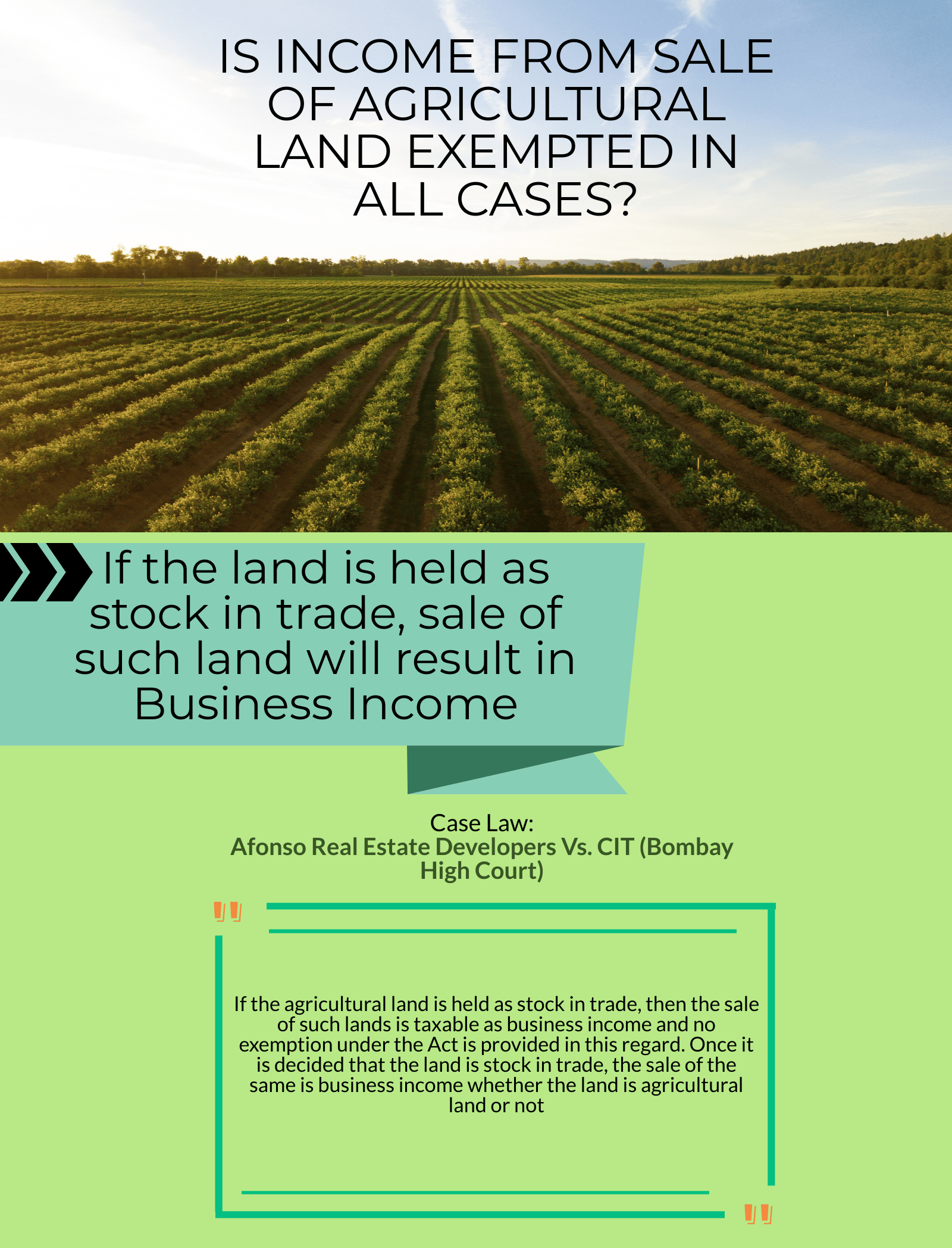 FROM SALE OF AGRICULTURAL LAND TAXABLE AS BUSINESS IF