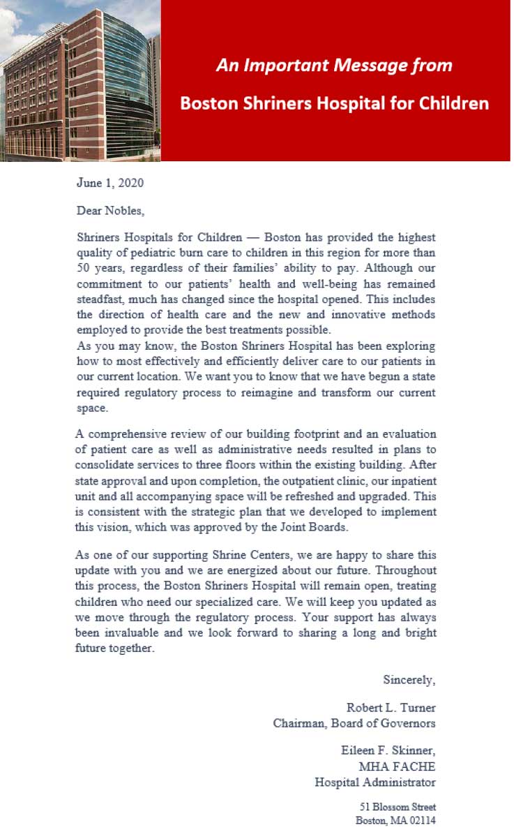 Boston Shriners for Children Hospital UPDATE Shriners of BC and Yukon