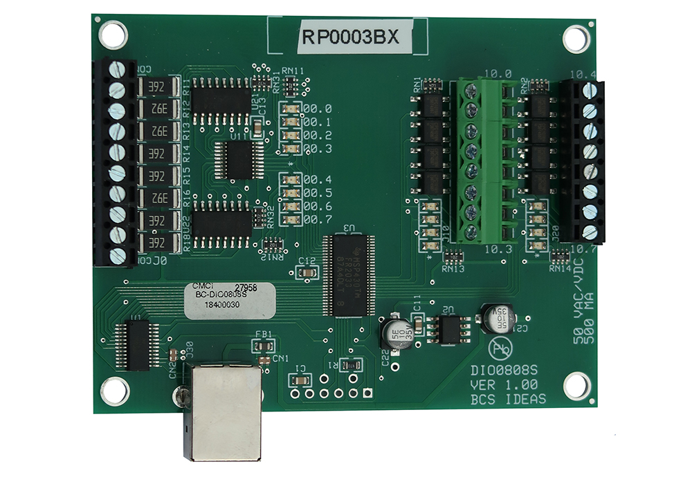 DIO0808S ROHS, 8 In/8 out Solid State Relay, USB to DIO PCB BCS