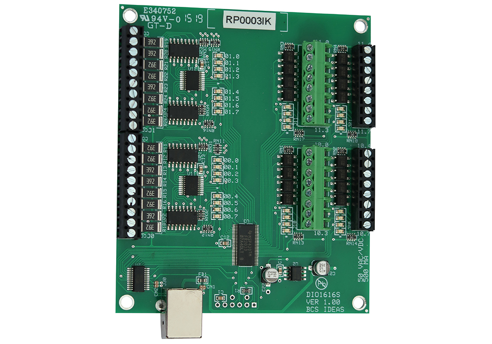 DIO1616S ROHS, 16 In/16 out Solid State Relay, USB to DIO PCB BCS