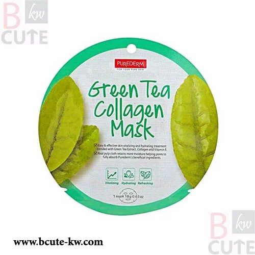 PUREDERM Green Tea Collagen Sheet Mask 1 Piece Bcutekw