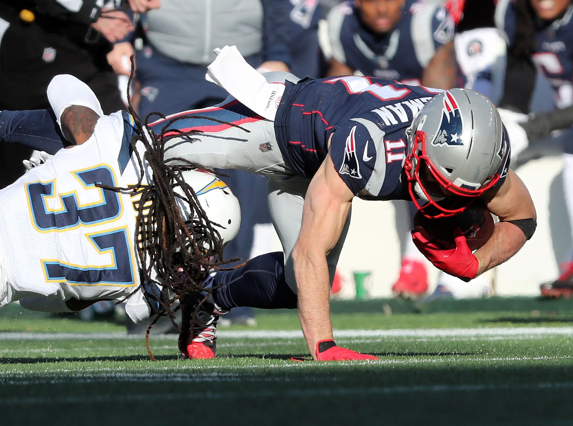 Julian Edelman moved up to second alltime in NFL postseason receptions