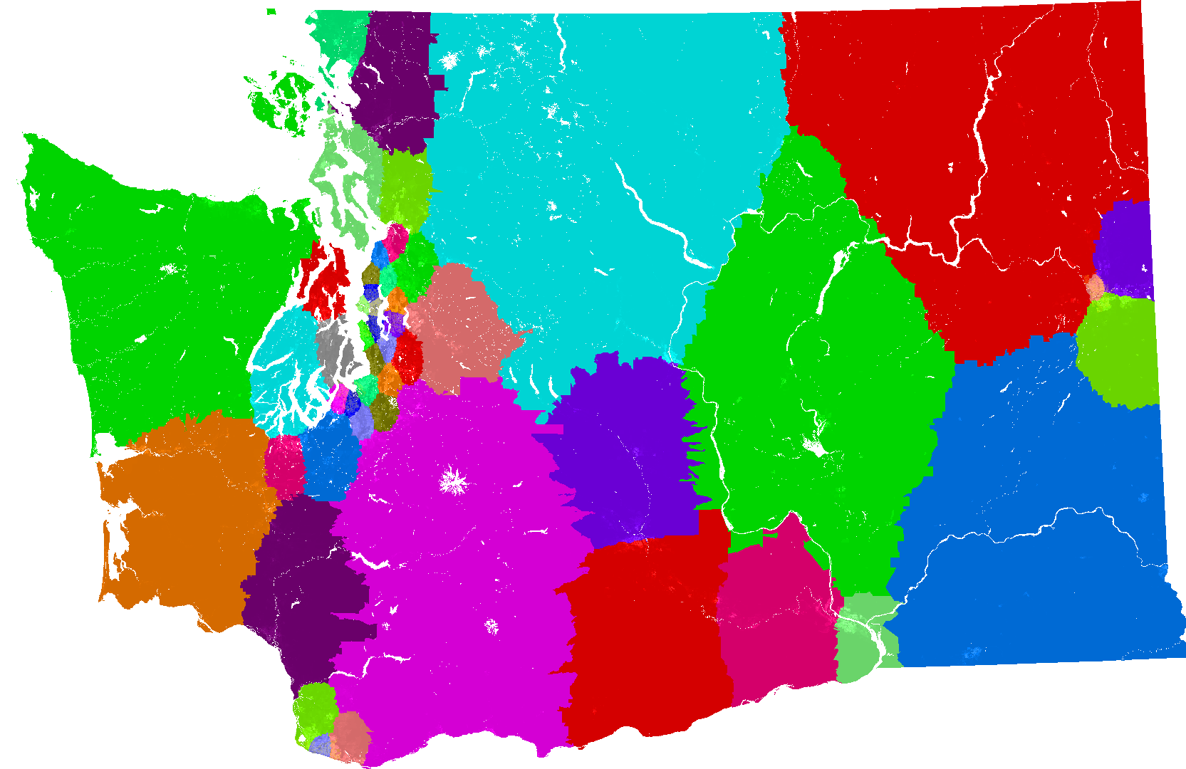 U.S. Congressional districts redrawn by a computer to eliminate