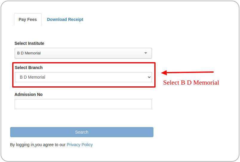Payment Options for B.D. Memorial Jr. School Fees