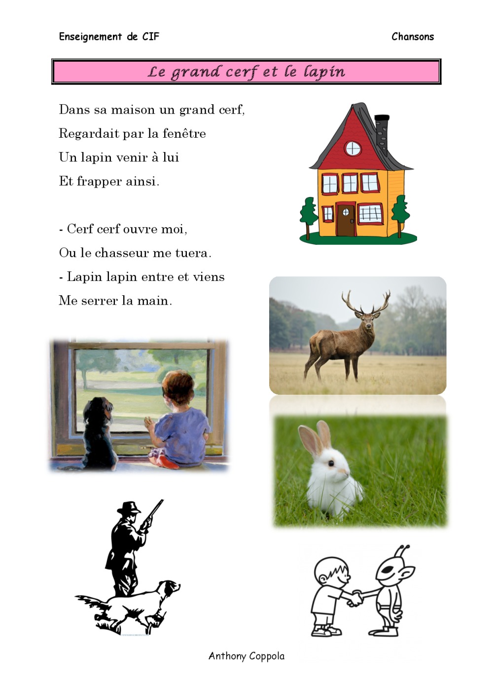 Chanson "Dans sa maison un grand cerf" BDRP