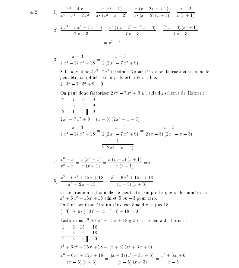 Fractions rationnelles (1M) Exercices corrigés 4.02 Simplification