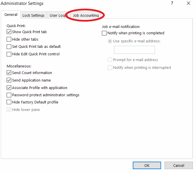 Set up your Kyocera kx driver to utilize the job accounting features