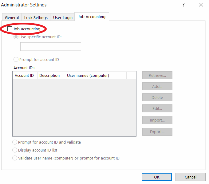 Set up your Kyocera kx driver to utilize the job accounting features