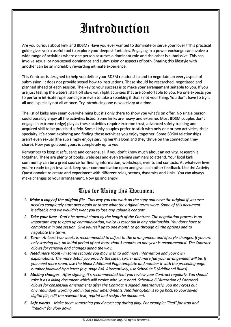 BDSM Contract