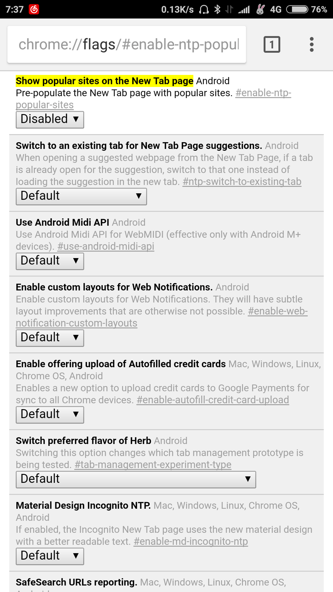 关闭Chrome的“推荐的文章” BDZNH