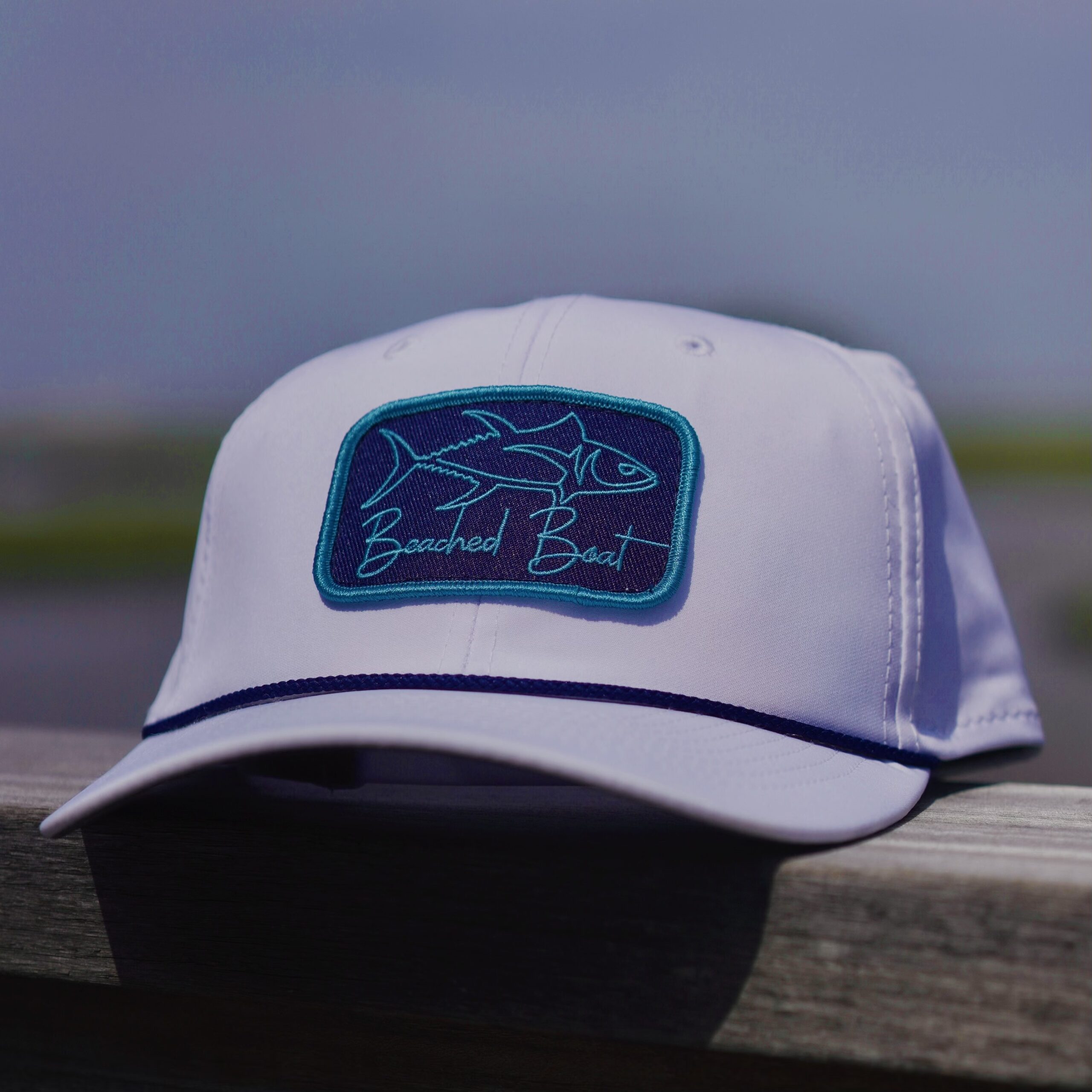 Fish Roped White/Navy Hat Beached Boat Clothing & Apparel