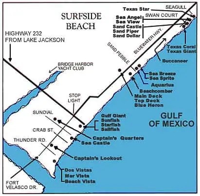 Surfside Beach Texas Map Driving Directions - Texas Beach Vacations
