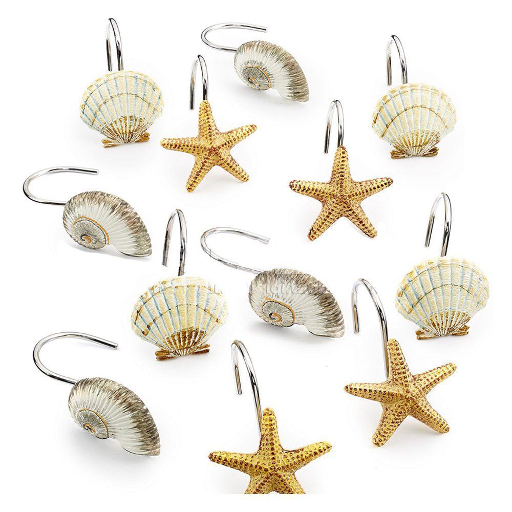 10+ BEST OCEAN, BEACHY and TROPICAL Hooks for Bathroom Shower Curtains