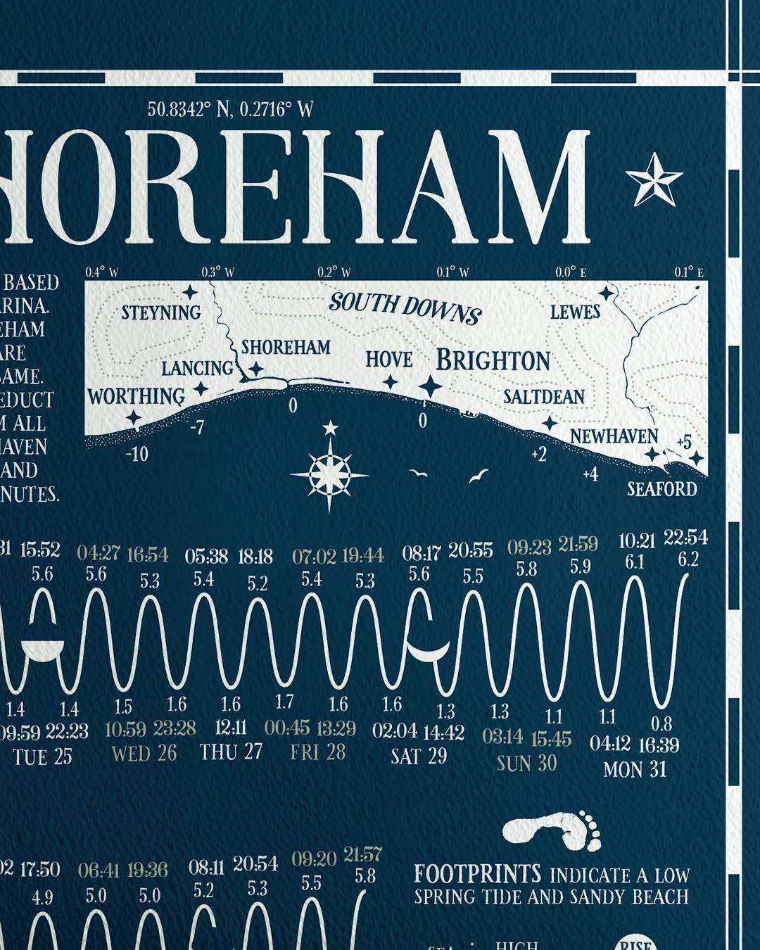 2022 Brighton, Hove, Worthing and Shoreham Tide Chart BLUE