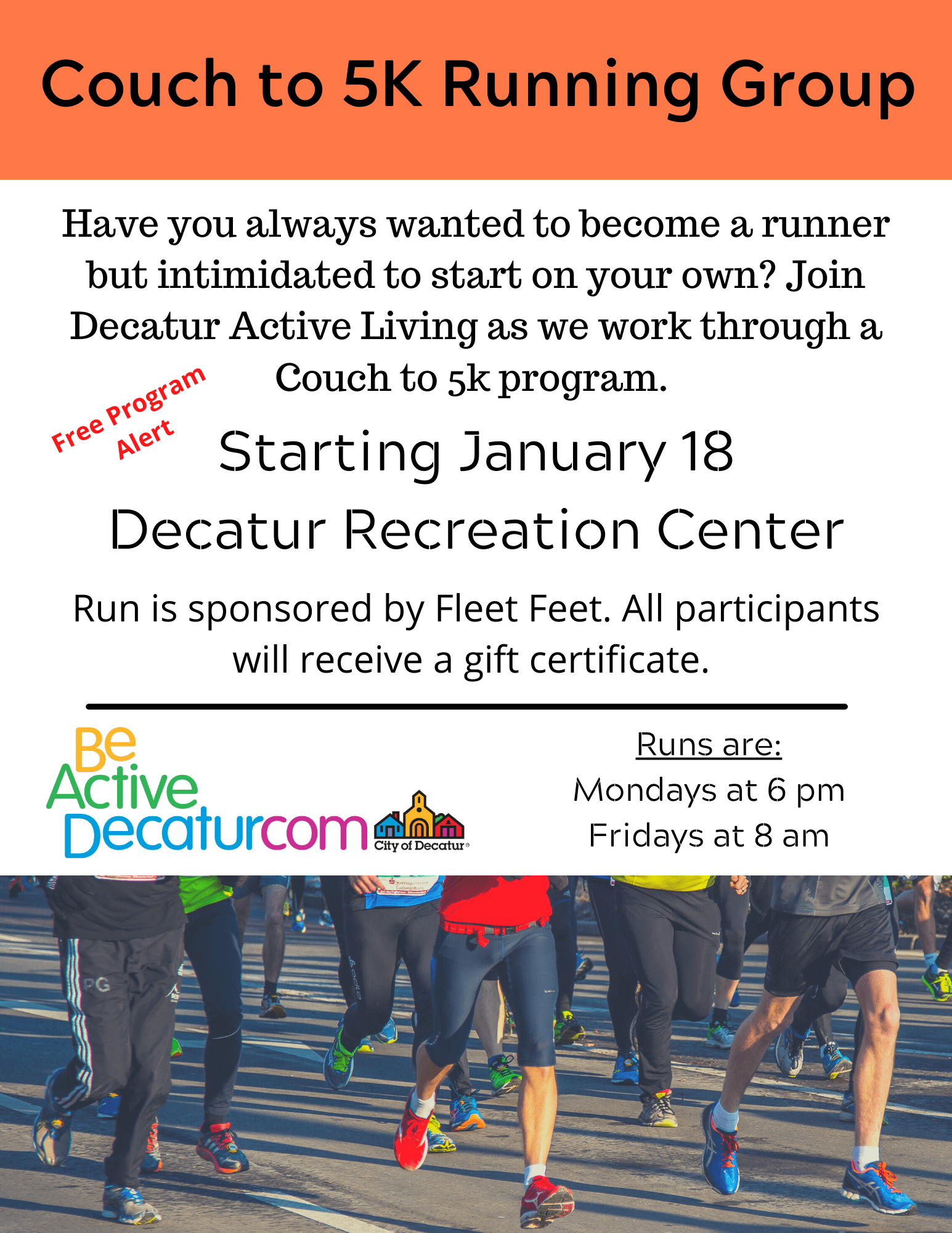 Join us for a Free Couch to 5K Program Decatur Parks & Recreation