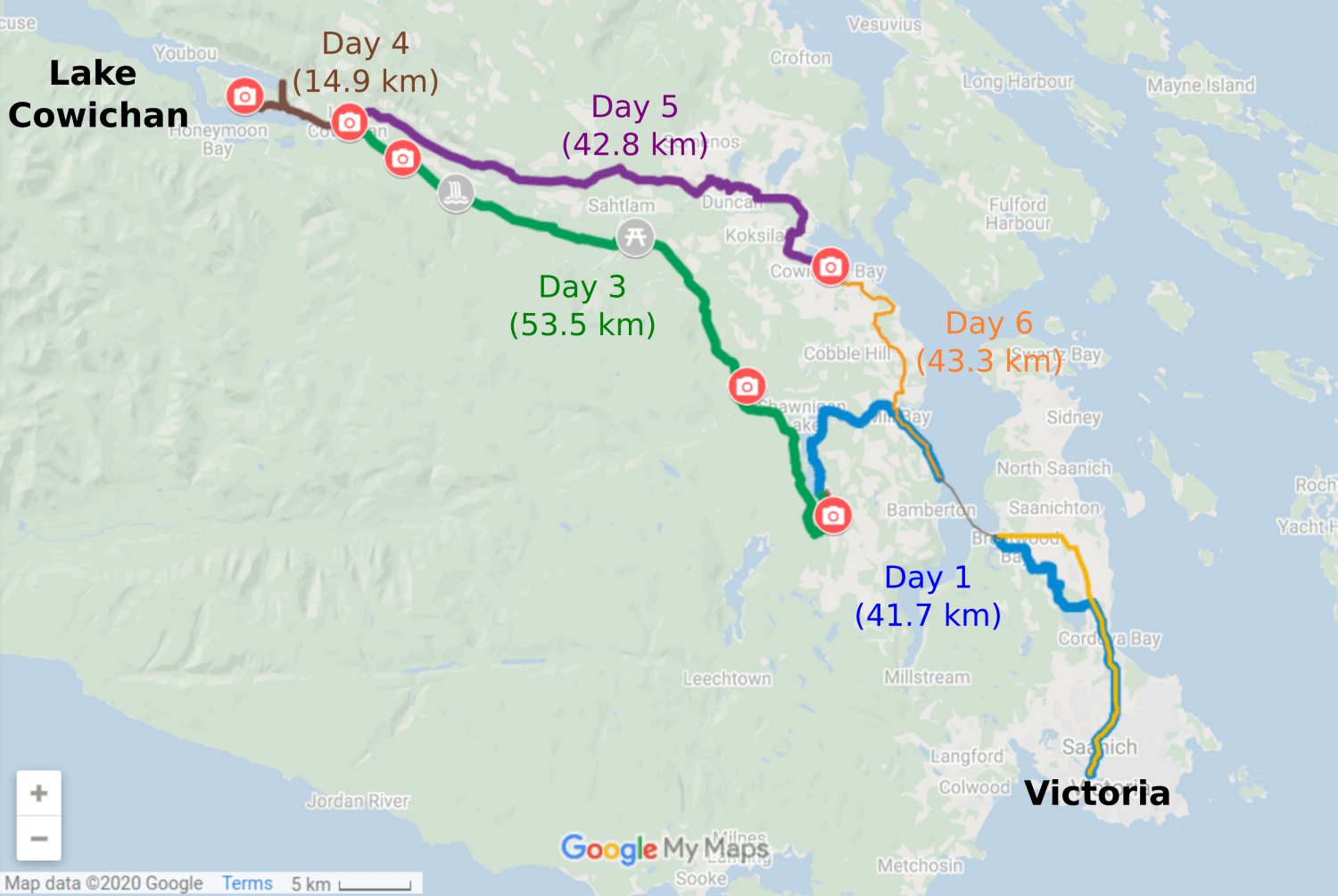 Shawnigan Lake and Cowichan Valley by bike Be Active Like V