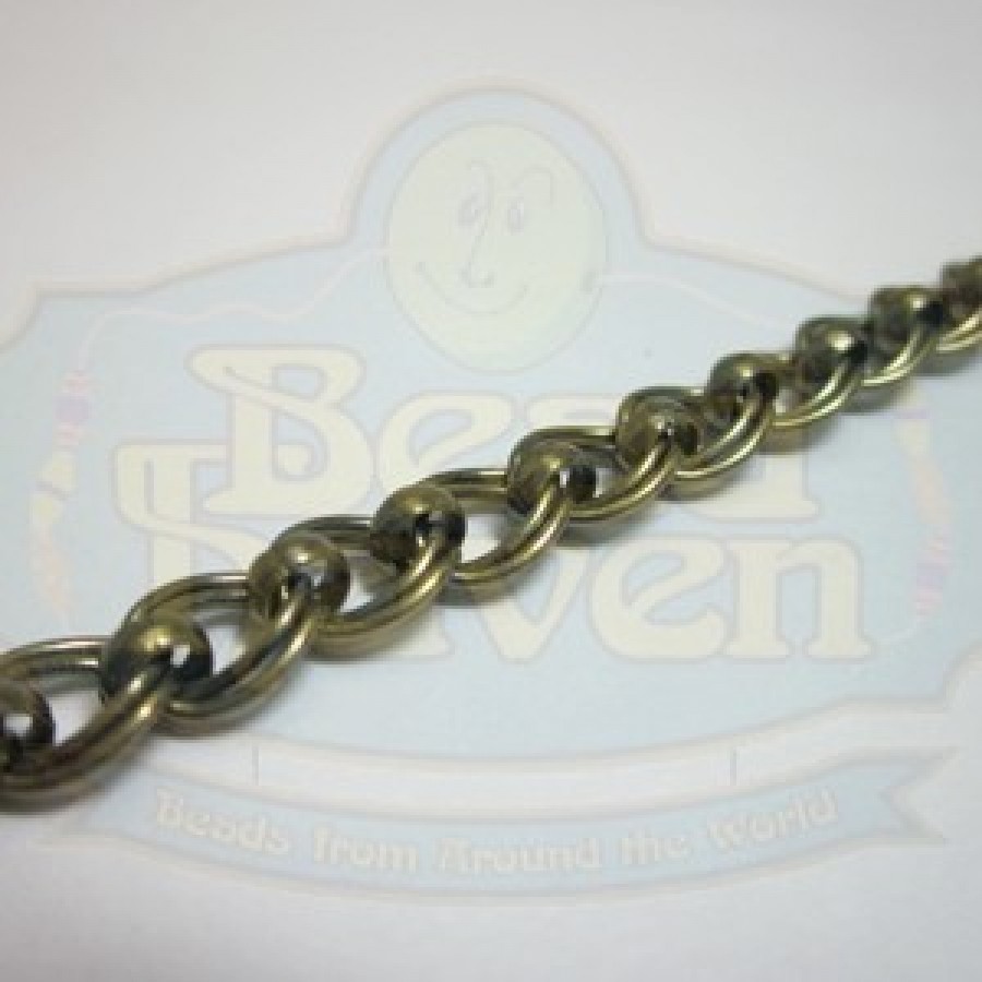 Antique Brass Double Curb w/Bead Chain