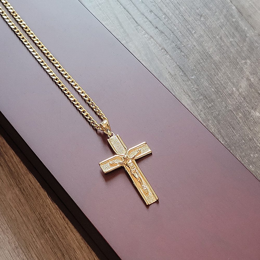 Gold Cross Necklace BeadifulBABY