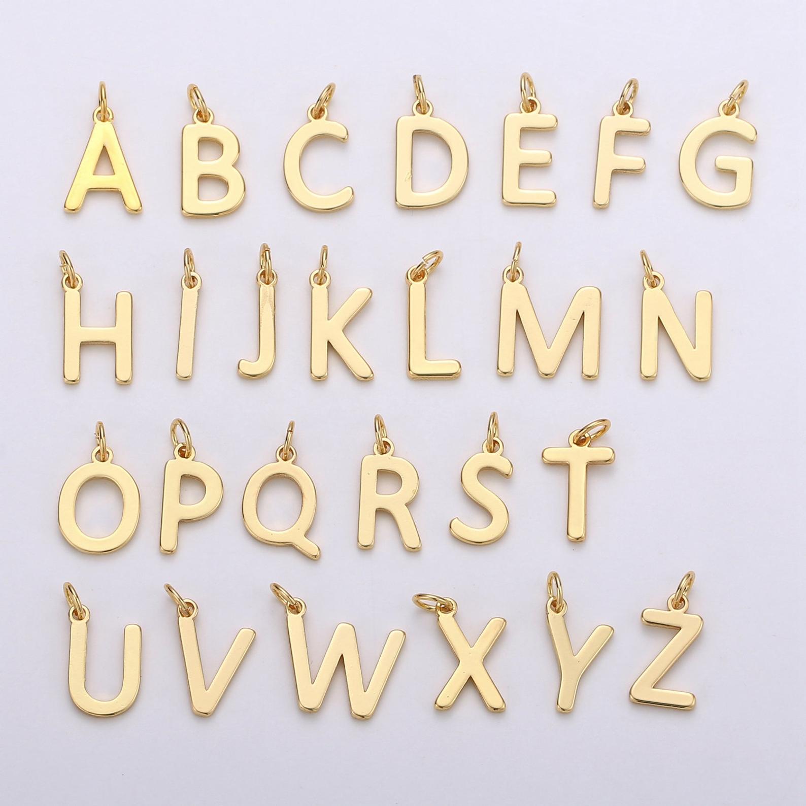 Gold Filled Personalized Initial Charm Initial Pendant, Letter Charm