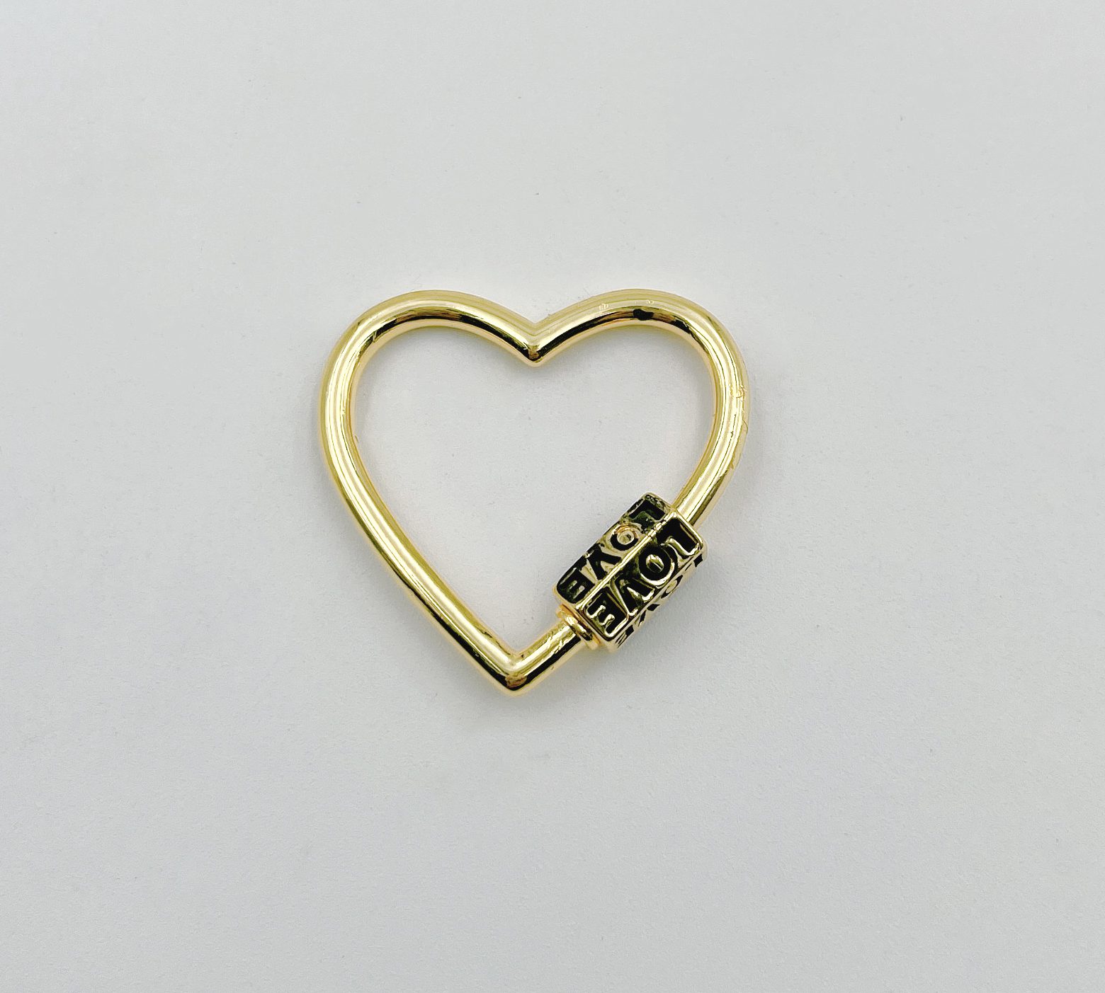 18K Gold Filled Heart Screw Clasp, Screw Clasp Heart with LOVE Word