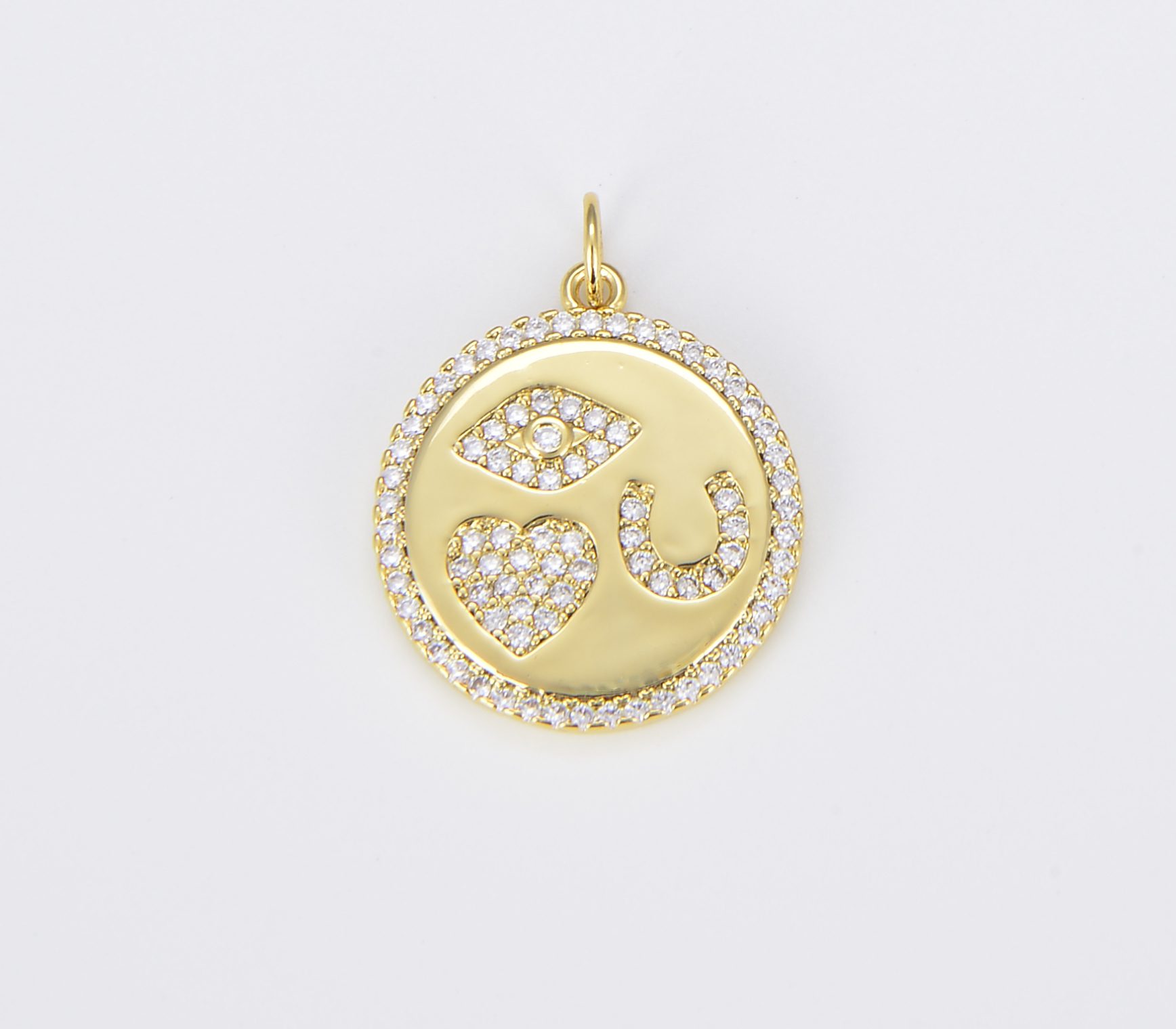 18K Gold Filled Good Luck Medallion Charm, CP1513 BeadsCreation4u