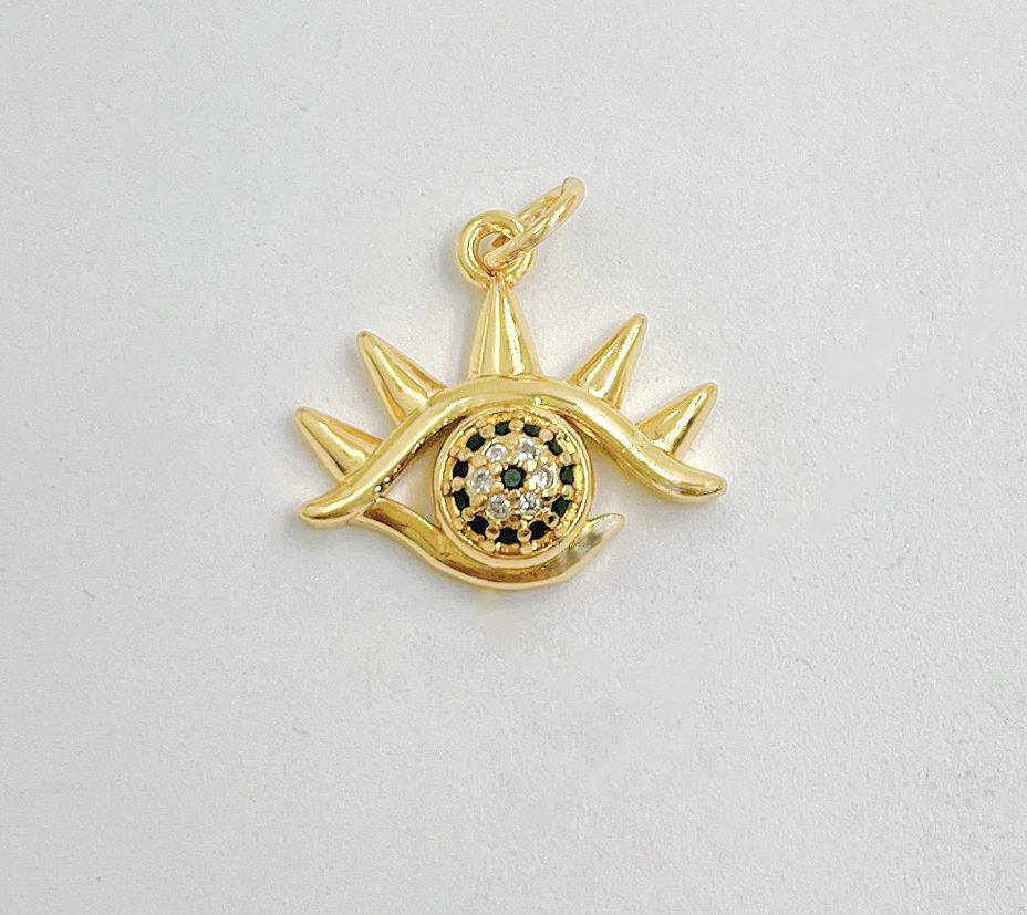 18K Gold Filled Evil Eye Charm, CP1518 BeadsCreation4u