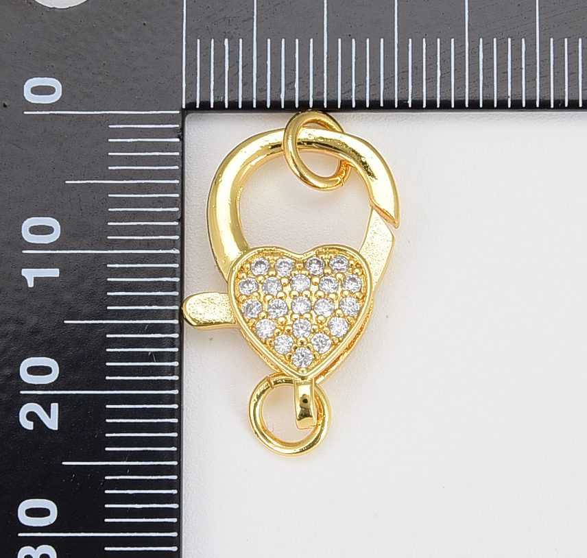 Gold Heart Lobster Claw Clasp, CL509 BeadsCreation4u