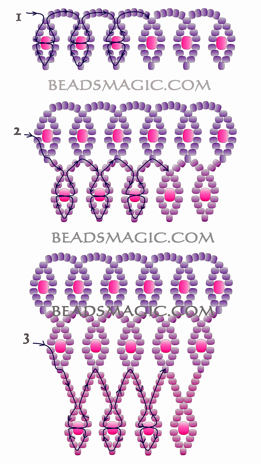 Free pattern for necklace Violet Morning Beads Magic