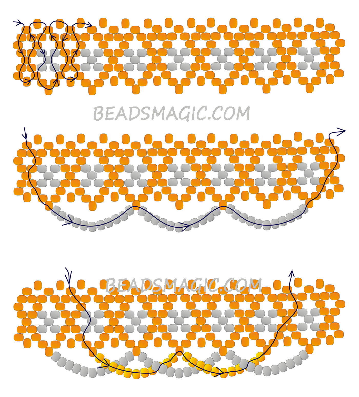 Free pattern for beaded necklace Gold Beads Magic