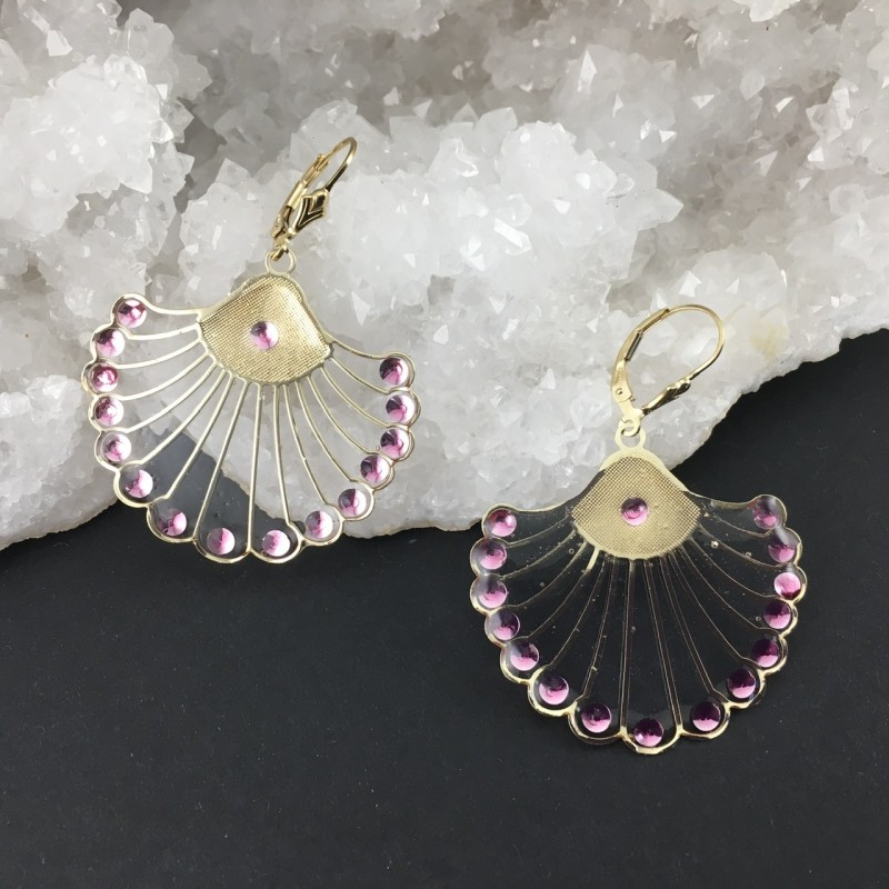 Boucles d\'oreilles « Zoé » dorées strass Swarovski zircons Beads Of Bliss