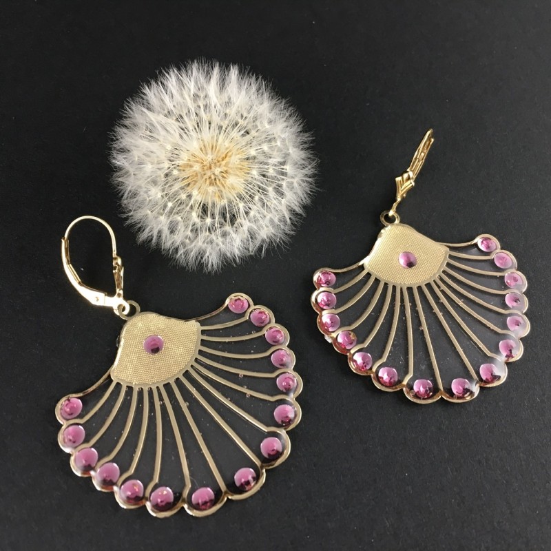 Boucles d\'oreilles « Zoé » dorées strass Swarovski zircons Beads Of Bliss