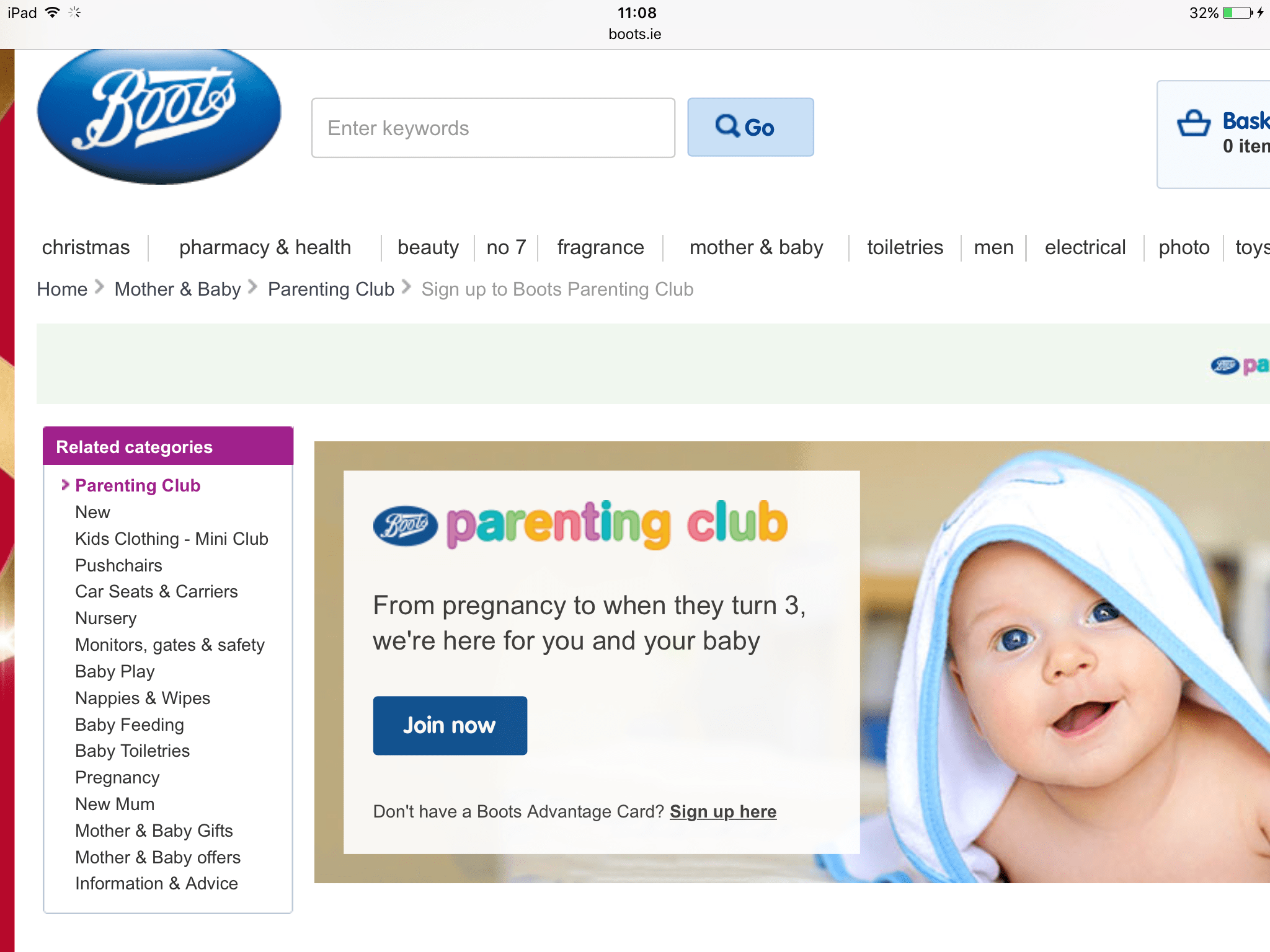 Sign up to Boots Parenting club for exclusive offers, deals, free gifts