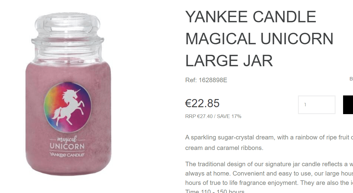 Large Yankee Magical Unicorn candle 37 off! Beady Eye Bargains