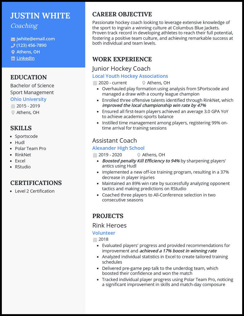 5 Coaching Resume Examples to Win the Job in 2024