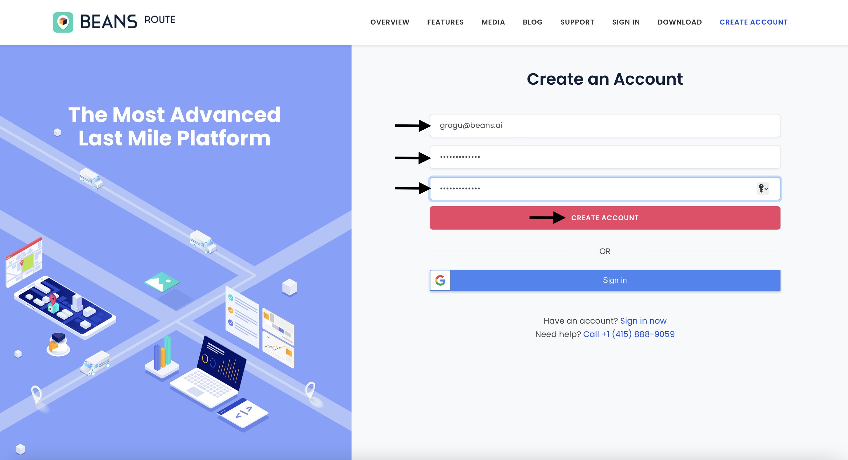 Managers Create a Beans Route account (FXG) One Hundred Feet, Inc.