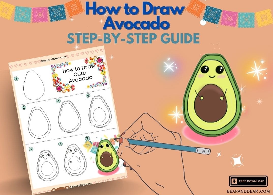 How To Draw An Avocado Simple And Cute Bear Dear