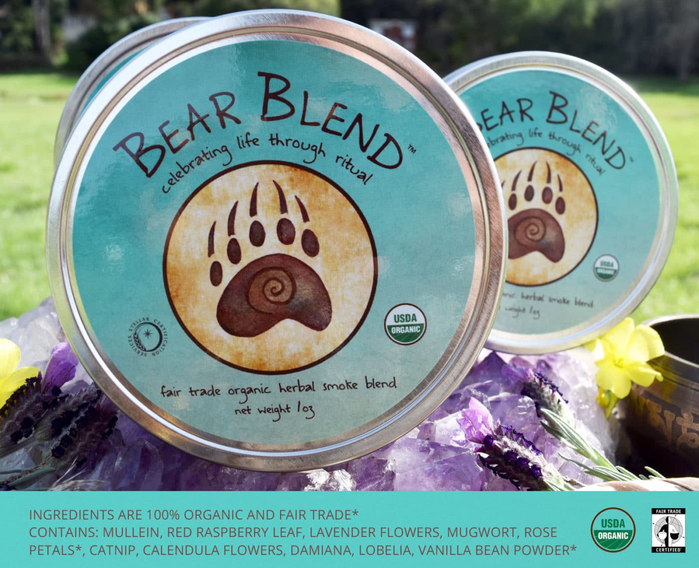 Fair Trade Organic Herbal Smoke Blend Bear Blend