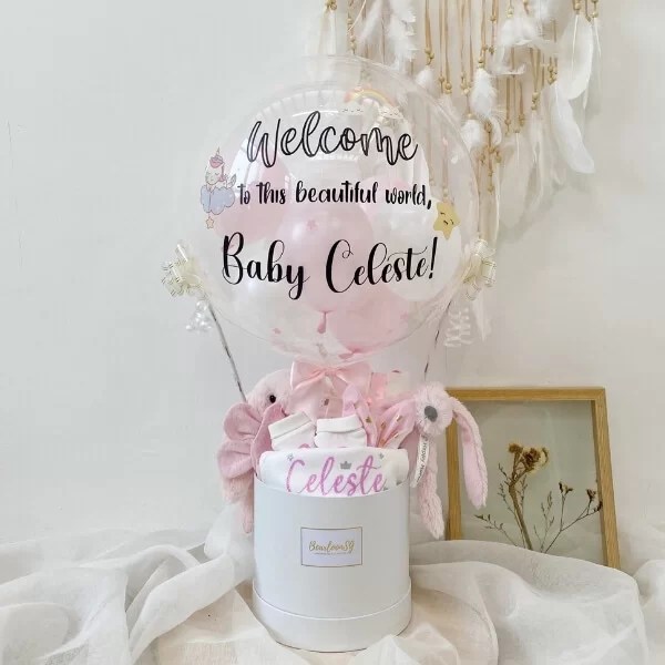 Personalised Baby Girl Newborn Hamper BearloonSG