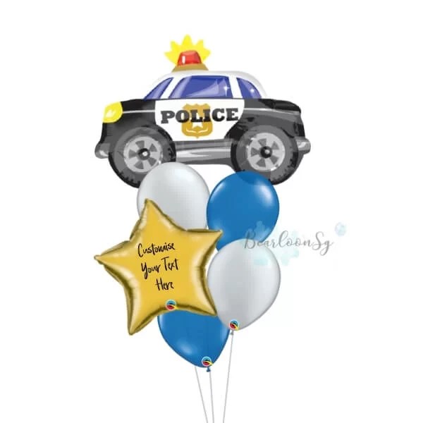 Personalised Police Car Balloon Bouquet BearloonSG